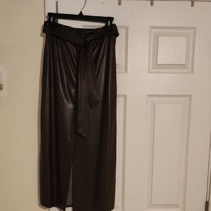 Zara Chocolate Brown Faux Leather Skirt NWOT